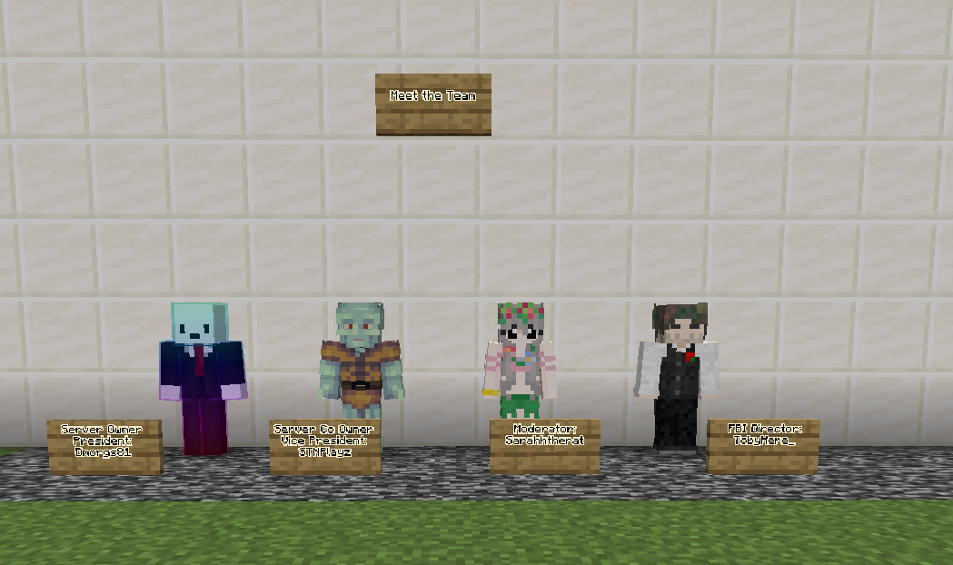 Meet the Team display showing the LibertyCraft staff